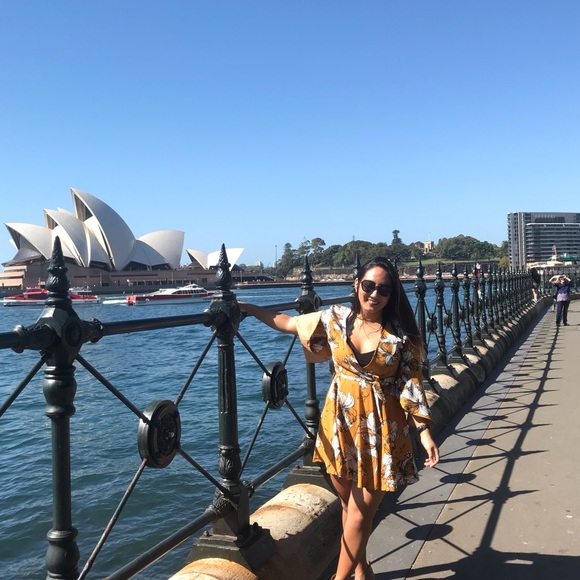 Mustard Bell Sleeve Mini Dress - Picture 6 of 6